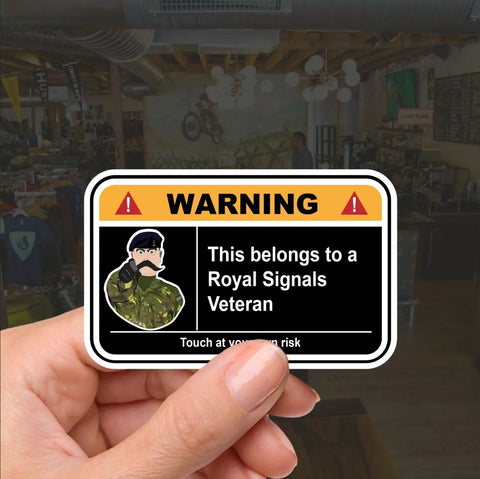 Royal Signals Warning Funny Vinyl Sticker (100mm wide) FREE SHIPPING - Red Plume