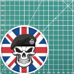 Royal Tank Regiment RTR Skull with Beret UJ Vinyl Sticker - 10cm redplume