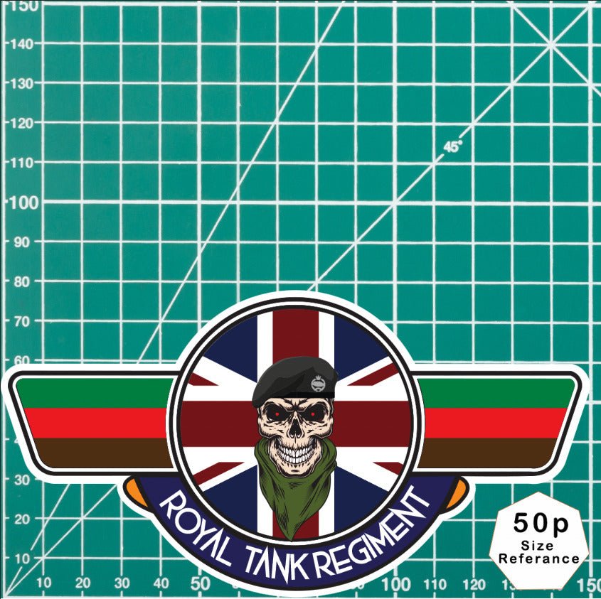 Royal Tank Regiment RTR UV Laminated Vinyl Sticker - Wings redplume