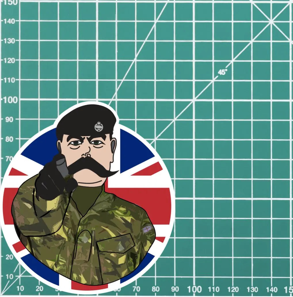 Royal Tank Regiment RTR Vinyl Waterproof Sticker, Lord Kitchener Design redplume