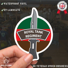 Royal Tank Regiment Vinyl Decal, TRF Colours & Bayonet Design - 10cm redplume