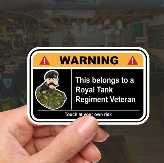 Royal Tank Regiment Warning Funny Vinyl Sticker 100mm wide redplume