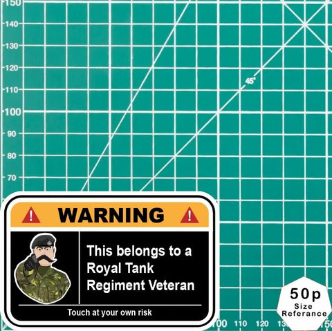 Royal Tank Regiment Warning Funny Vinyl Sticker (100mm wide) - Red Plume