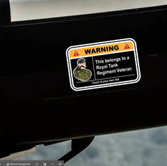 Royal Tank Regiment Warning Funny Vinyl Sticker 100mm wide redplume