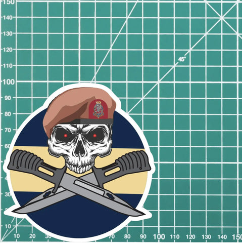Royal Wessex Yeomanry Car Decal - Stylish Skull and Crossed Bayonets Design redplume