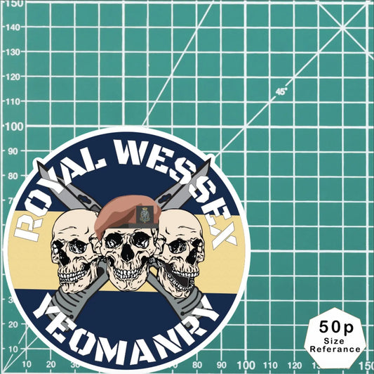 Royal Wessex Yeomanry Waterproof Vinyl Stickers Three Skulls redplume