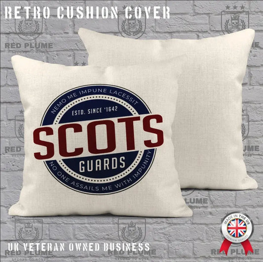 Scots Guards Retro Cushion Cover - Ideal Stocking Filler - Red Plume