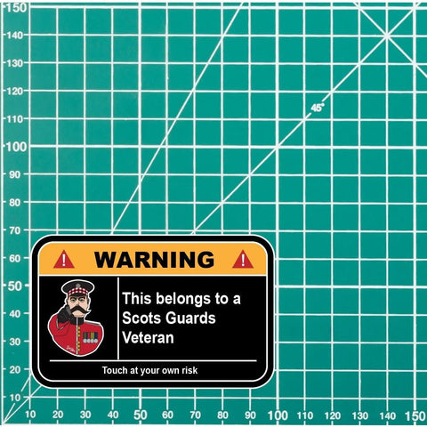 Scots Guards Veteran Warning Funny Vinyl Sticker 100mm wide redplume