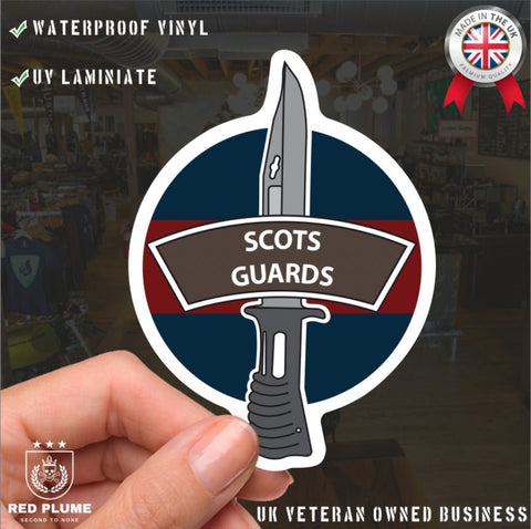 Scots Guards Vinyl Decal, TRF Colours & Bayonet Design - 10cm redplume