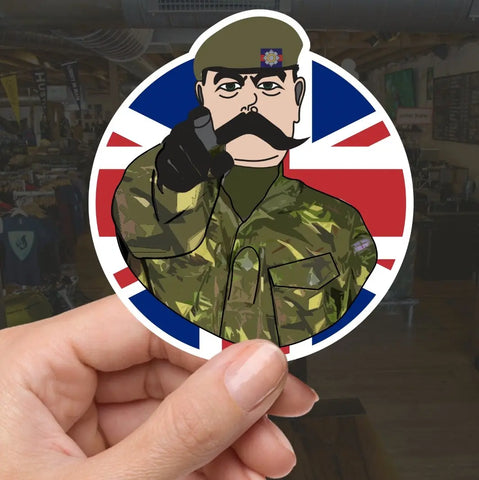 Scots Guards Vinyl Waterproof Sticker, Lord Kitchener Design - Red Plume