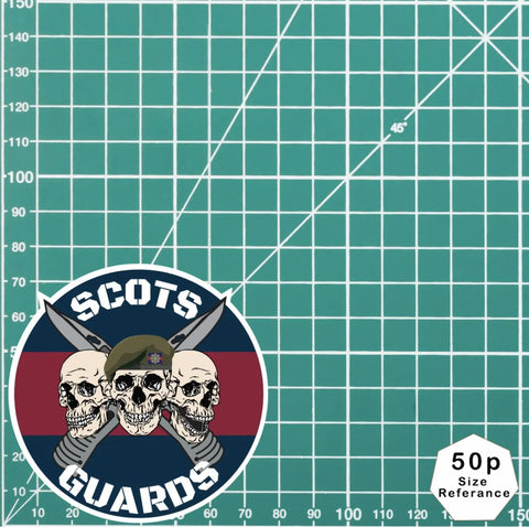 Scots Guards Waterproof Vinyl Stickers Three Skull Design - Red Plume