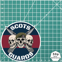 Scots Guards Waterproof Vinyl Stickers Three Skull Design redplume