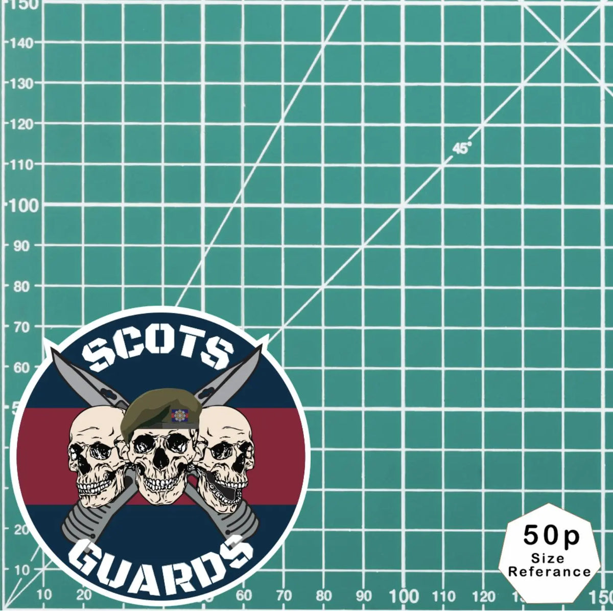 Scots Guards Waterproof Vinyl Stickers Three Skull Design - Red Plume