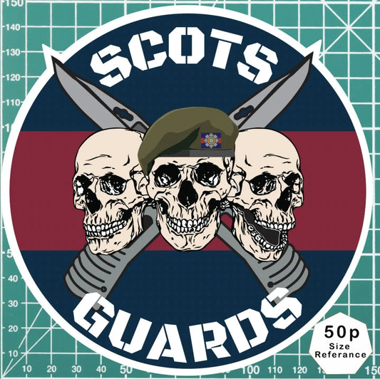Scots Guards Waterproof Vinyl Stickers Three Skull Design redplume