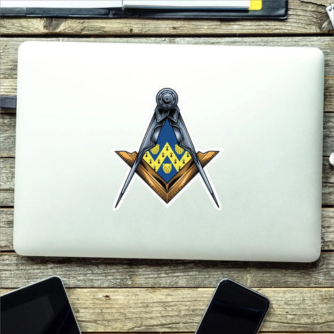 Shropshire Masonic StickerSquare & Compass Union Vinyl Decal - Red Plume
