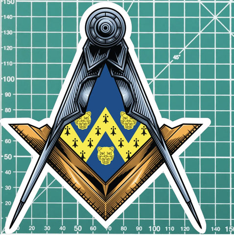 Shropshire Masonic StickerSquare & Compass Union Vinyl Decal - Red Plume