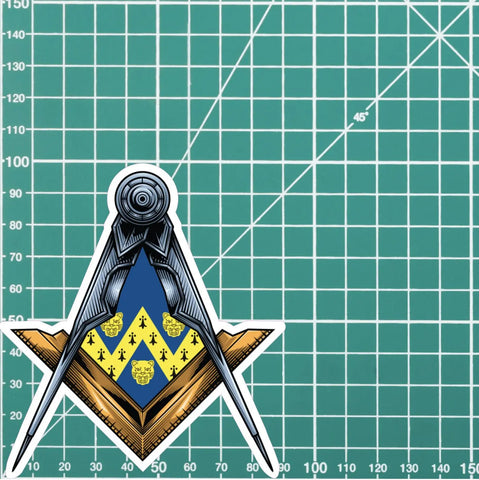 Shropshire Masonic StickerSquare & Compass Union Vinyl Decal - Red Plume