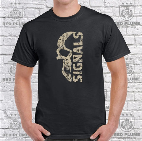 Signals Distressed Skull T-Shirt Design - Red Plume