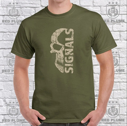 Signals Distressed Skull T-Shirt Design - Red Plume