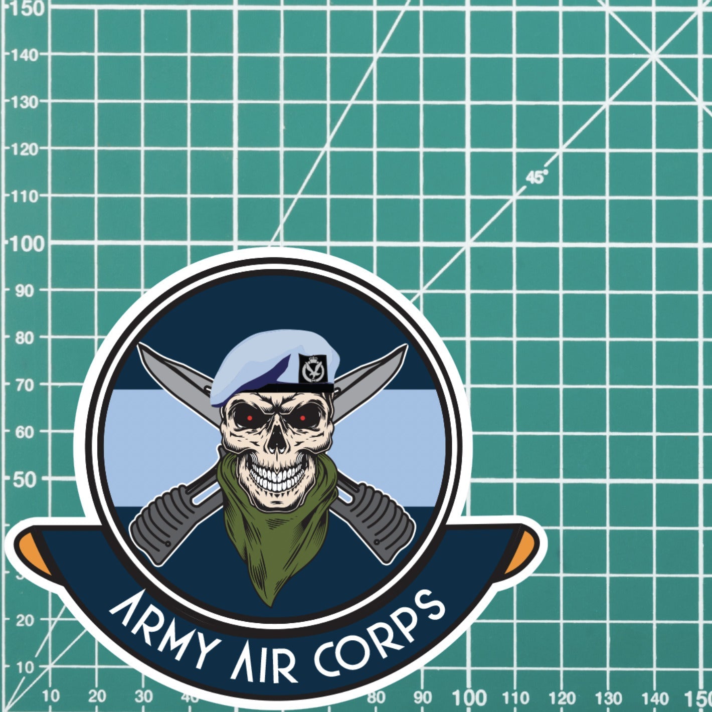 Skull Crest Army Air Corps Vinyl Sticker | 10cm | UV Laminated | redplume