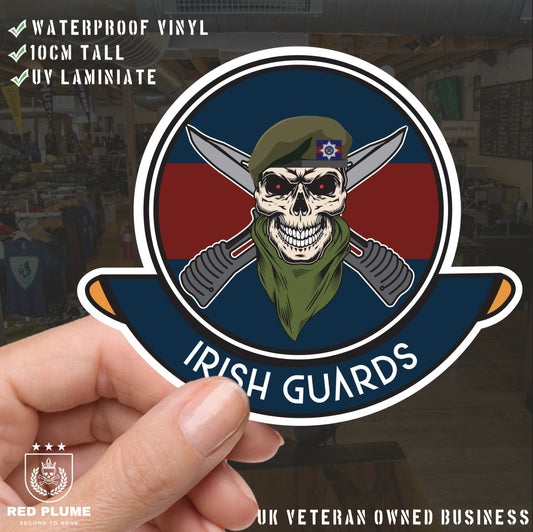 Skull Crest Irish Guards Vinyl Sticker | 10cm | UV Laminated | redplume