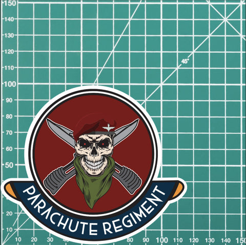 Skull Crest Parachute Regiment Vinyl Sticker | 10cm | UV Laminated | redplume
