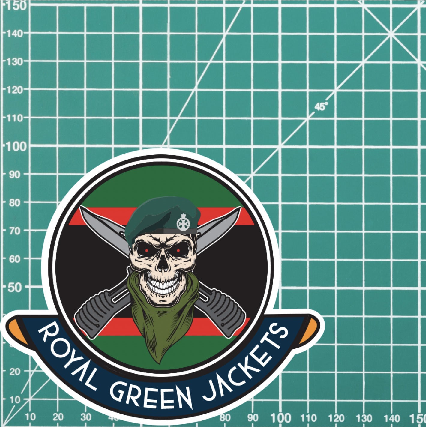 Skull Crest Royal Green Jackets Vinyl Sticker | 10cm | UV Laminated | redplume