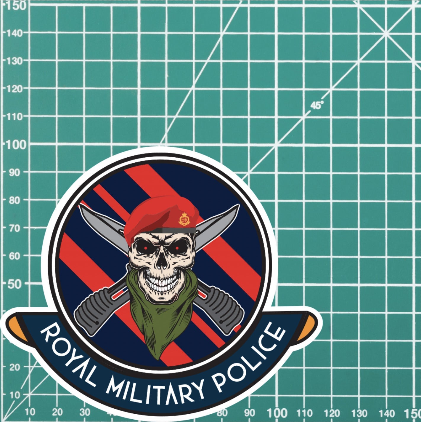 Skull Crest Royal Military Police Vinyl Sticker | 10cm | UV Laminated | redplume