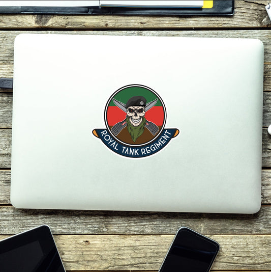 Skull Crest Royal Tank Regiment Vinyl Sticker | 10cm | UV Laminated | redplume