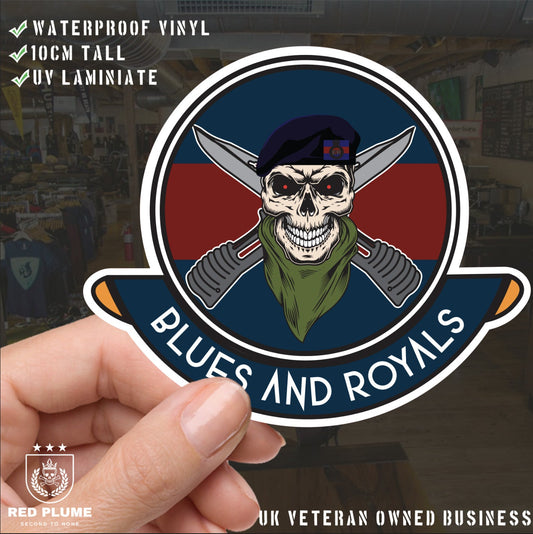 Skull Crest The Blues and Royals Vinyl Sticker | 10cm | UV Laminated | redplume