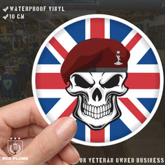 Skull with 216 Parachute Signal Squadron Beret UJ Vinyl Sticker - 10cm redplume