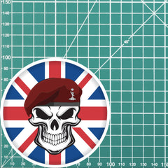Skull with 216 Parachute Signal Squadron Beret UJ Vinyl Sticker - 10cm redplume
