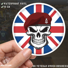 Skull with 7 Royal Horse Artillery Beret UJ Vinyl Sticker - 10cm redplume