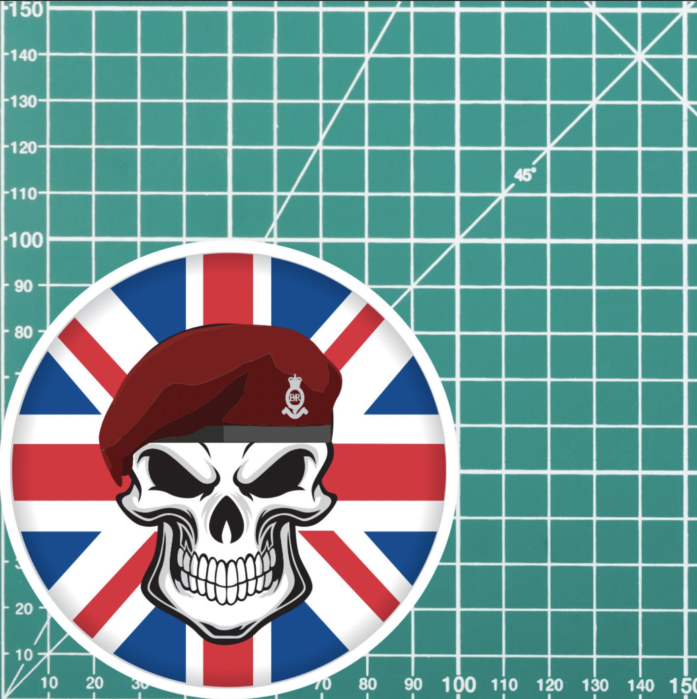 Skull with 7 Royal Horse Artillery Beret UJ Vinyl Sticker - 10cm redplume