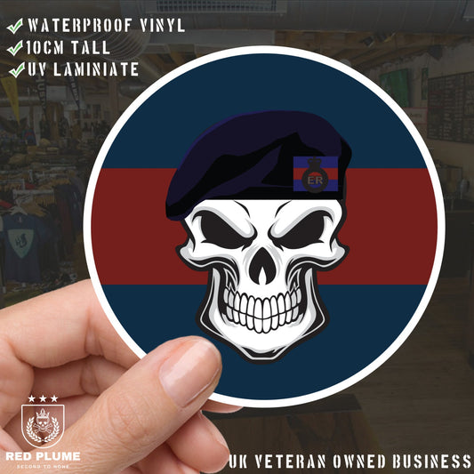 Skull with Blues and Royals Beret TRF Vinyl Sticker - 10cm redplume