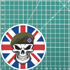 Skull with Coldstream Guards Beret UJ Vinyl Sticker - 10cm redplume