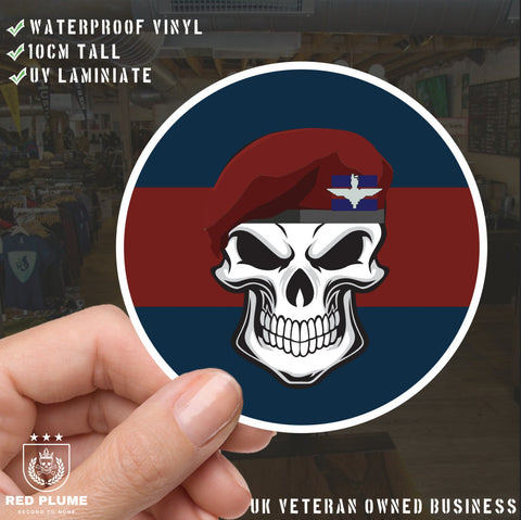 Skull with Guards Parachute Platoon Beret TRF Vinyl Sticker - 10cm redplume