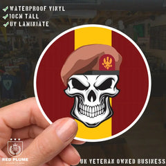 Skull with King's Royal Hussars KRH Beret TRF Vinyl Sticker - 10cm redplume