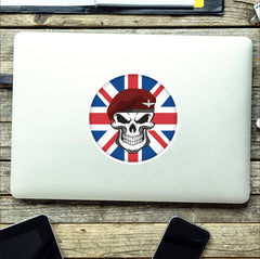 Skull with Parachute Regiment Beret UJ Vinyl Sticker - 10cm redplume