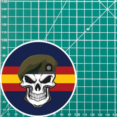 Skull with Royal Anglian Beret TRF Vinyl Sticker - 10cm redplume