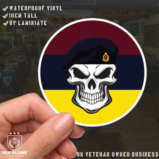 Skull with Royal Army Medical Corps RAMC Beret TRF Vinyl Sticker - 10cm redplume