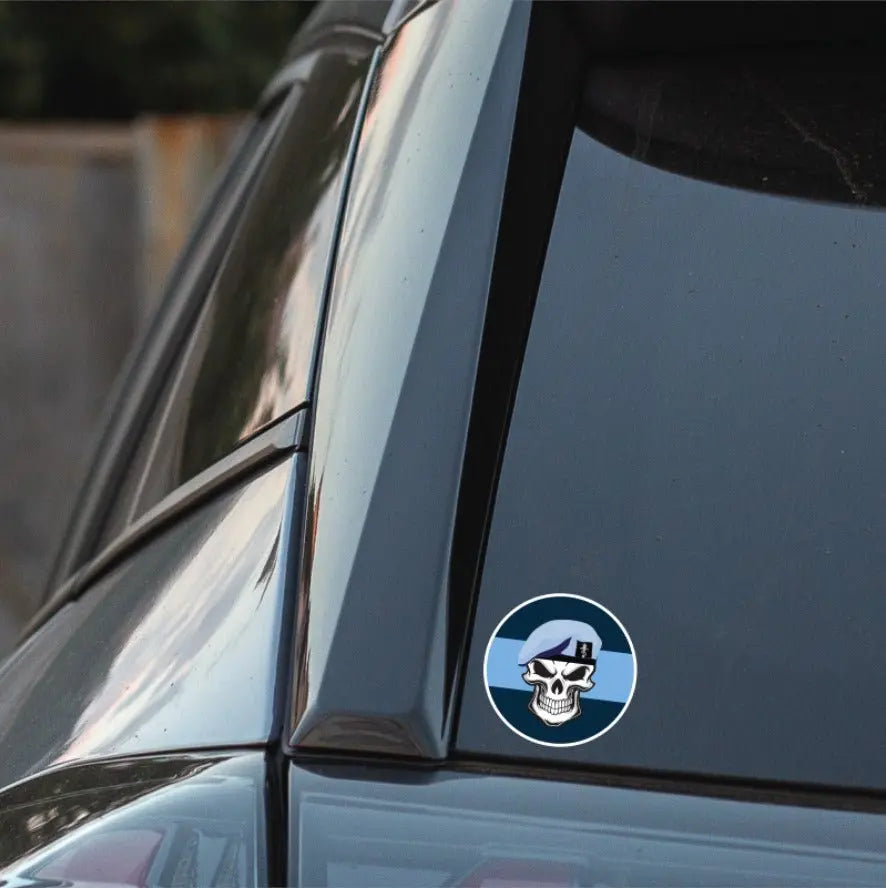 Skull with Royal Electrical Mechanical Engineers Beret TRF Vinyl Sticker - 10cm redplume