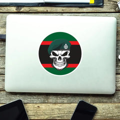 Skull with Royal Green Jackets RGJ Beret TRF Vinyl Sticker - 10cm redplume