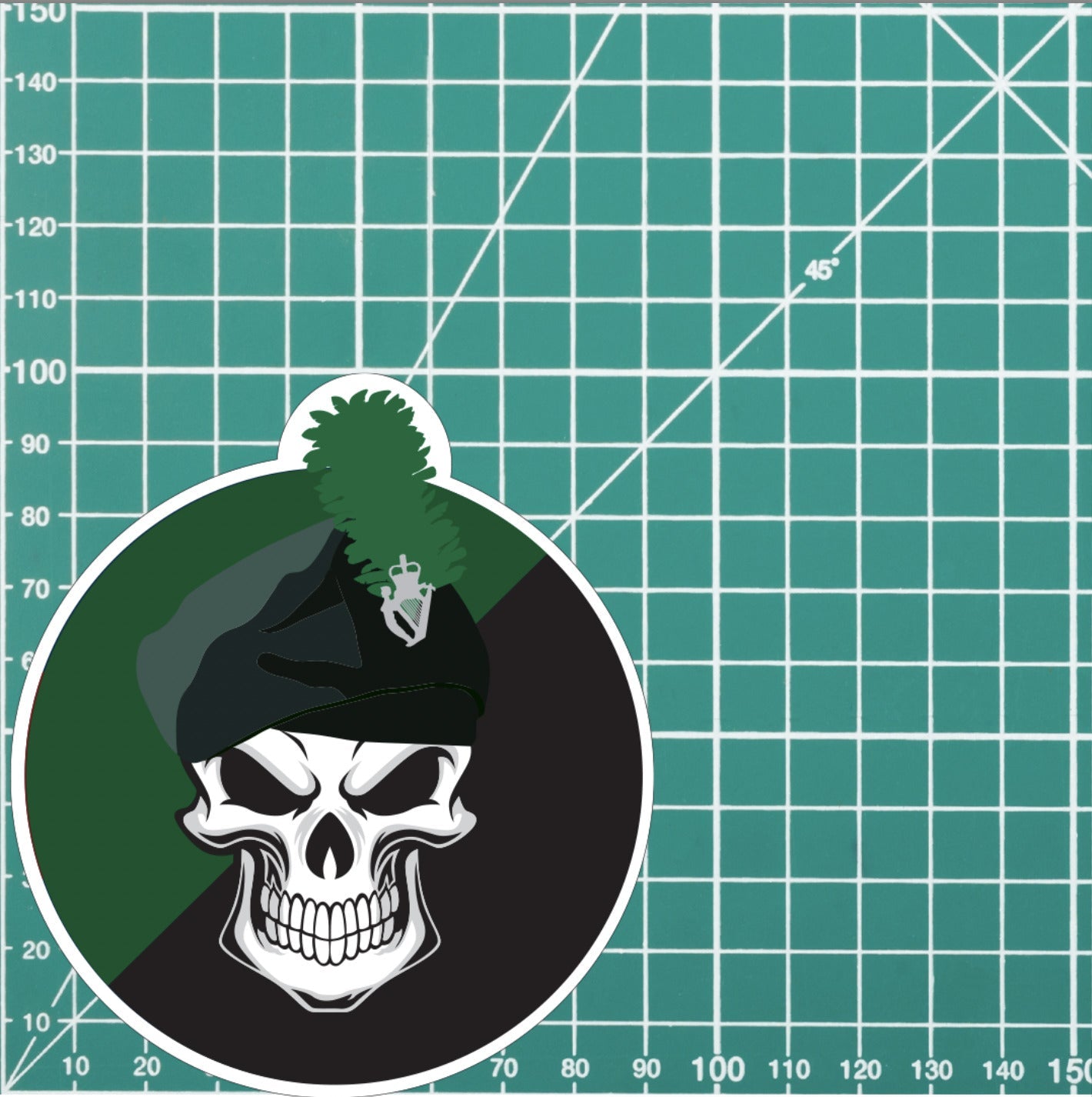 Skull with Royal Irish Regiment Head Dress TRF Vinyl Sticker - 10cm redplume