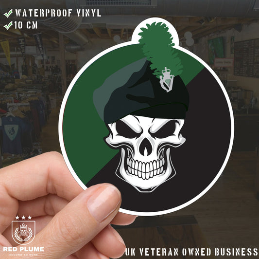 Skull with Royal Irish Regiment Head Dress TRF Vinyl Sticker - 10cm redplume