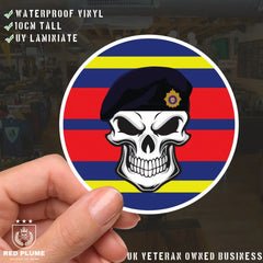 Skull with Royal Logistics Corps Beret TRF Vinyl Sticker - 10cm redplume