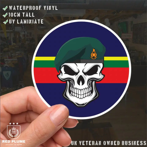 Skull with Royal Marines Beret TRF Vinyl Sticker - 10cm redplume