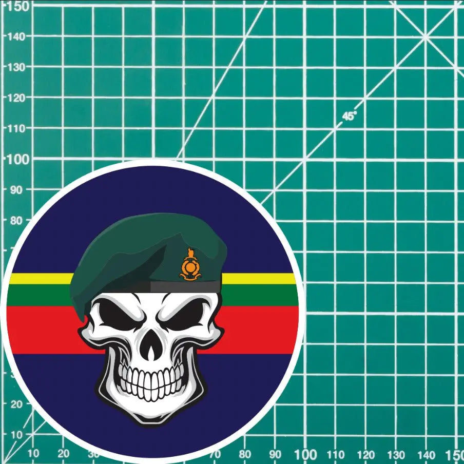 Skull with Royal Marines Beret TRF Vinyl Sticker - 10cm redplume