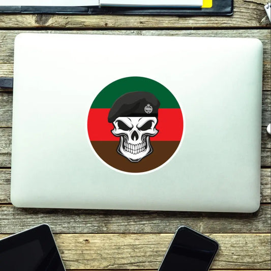 Skull with Royal Tank Regiment Beret TRF Vinyl Sticker - 10cm redplume