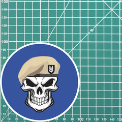 Skull with Special Air Service Beret TRF Vinyl Sticker - 10cm redplume
